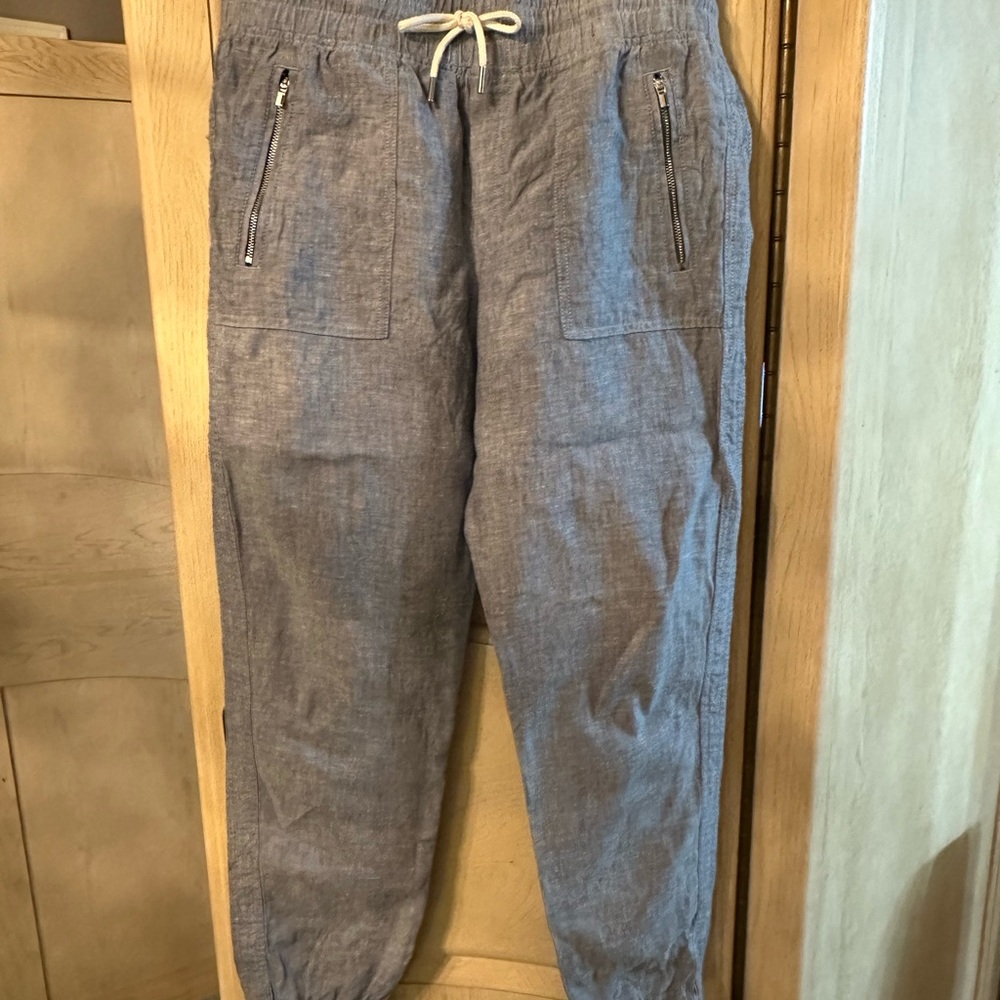 Athleta Blue Track Pants Relaxed Fit Elastic Waist linen jogger sz 8 and sz 6